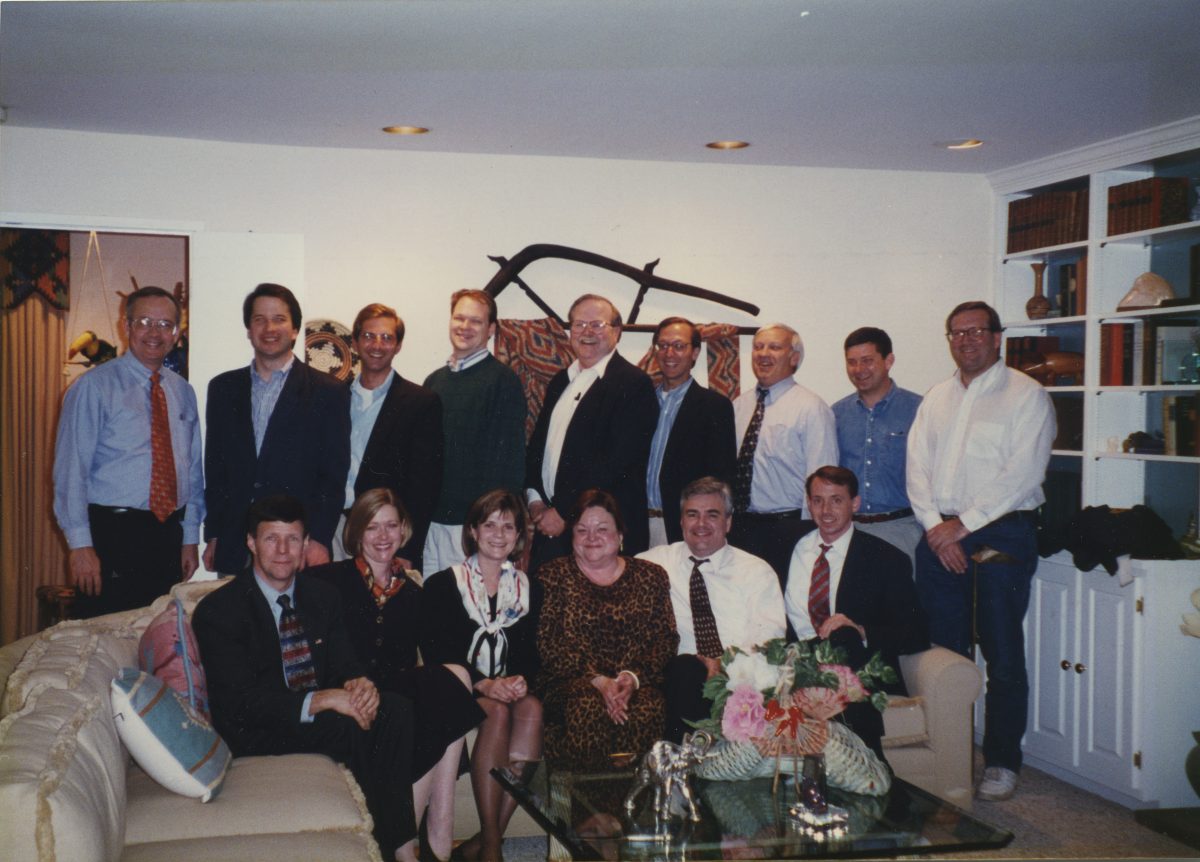 The Office of the Independent Counsel was headed by Kenneth Starr (left) and included Brett Kavanaugh, Rod Rosenstein, and Alex Azar.